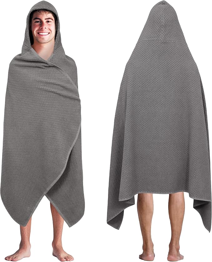 COTTON CRAFT Hooded Bath Towel – Oversized 35 x 70 Waffle Weave Towel by COTTONCRAFT