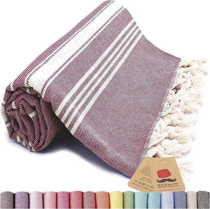 Bazaar Anatolia Turkish Beach Towel – 100% Cotton, Quick Dry, Sand Free Towel by BazaarAnatolia