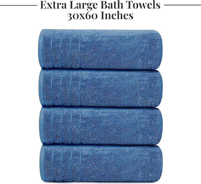 Tens Towels Pack of 4 Extra Large Bath Towels 30 x 60 Inches, 100% Cotton - Image 7