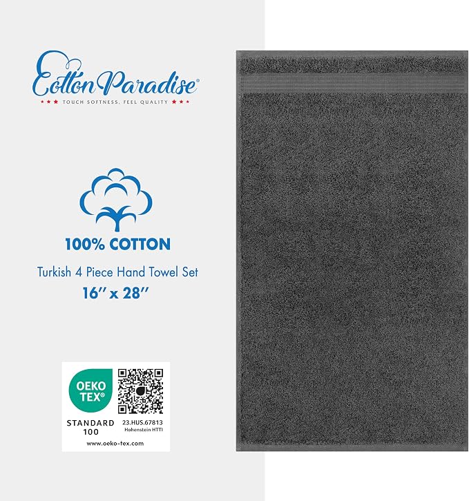 Cotton Paradise Hand Towels for Bathroom, 100% Cotton Turkish 4 Piece Hand - Image 4