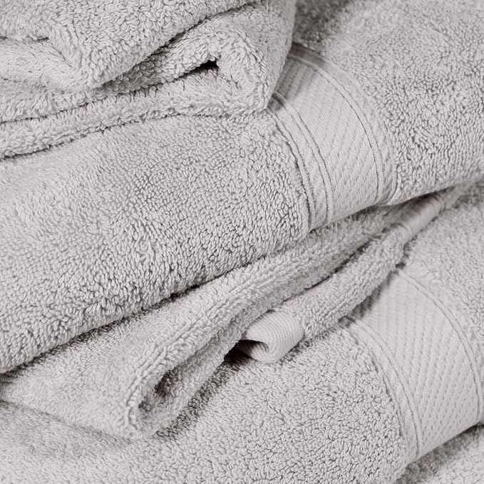 SUPERIOR Solid Egyptian Cotton Towel Set, Washcloths 13” x 13”, Hand Towels 20” - Image 8
