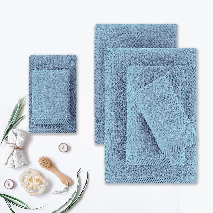 CASA COPENHAGEN Popcorn 6Pcs 100% Egyptian Cotton Large Designer Towels Gift - Image 3