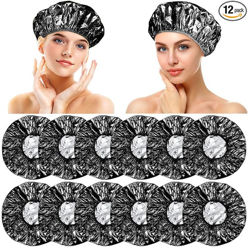 12 Pieces Deep Conditioning Caps Aluminum Foil Reusable Hair Processing Hair by Willbond+Technology+Limited