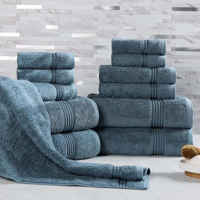Superior Egyptian Cotton 12-Piece Towel Set, Guest Bath Decor Essentials by SUPERIOR