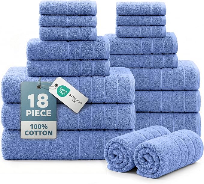 Casa Platino Cotton Bath Towel 18 Piece Set by CasaPlatino