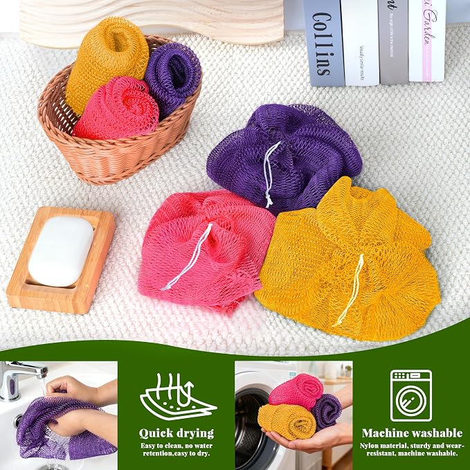 African Net Sponge Authentic, 3 Pieces Exfoliating Scrubber Bath Sponge - Image 5