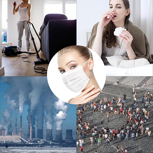 Borje White Disposable Face Masks 100 Pcs White Face Mask 3 Ply Protection Masks - Image 6