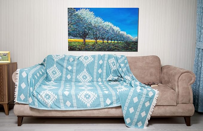 Bersuse 100% Cotton Belize XL Throw Blanket Turkish Towel Beach Blanket - Image 2