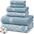 Modern Threads Botanical Vine 6-Piece 100% Cotton Towel Set – Reversible Yarn by ModernThreads