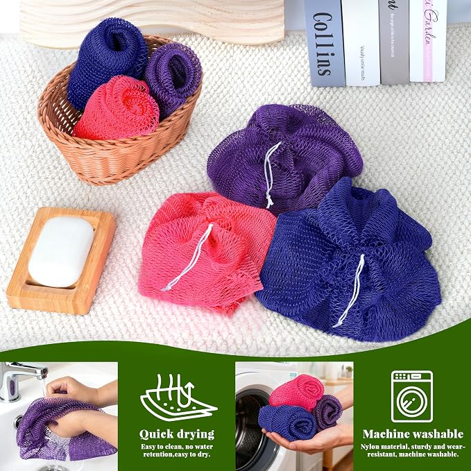 African Net Sponge Authentic, 3 Pieces Exfoliating Scrubber Bath Sponge - Image 5