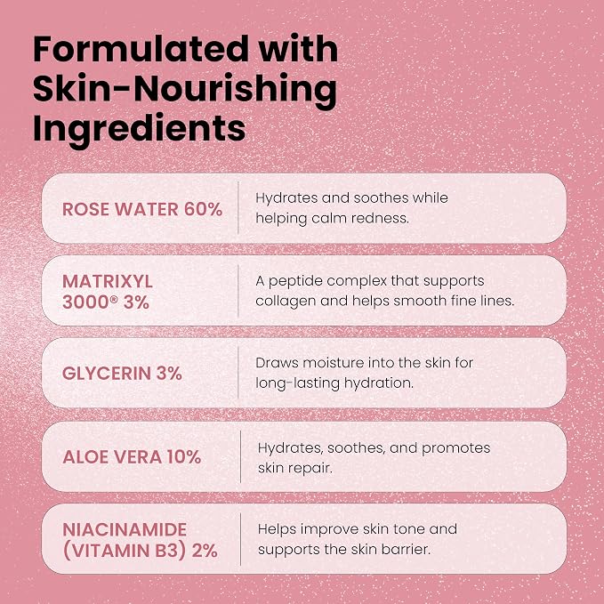 Rose Water Spray for Face with Matrixyl 3000, Glycerin & Aloe Vera - Image 5