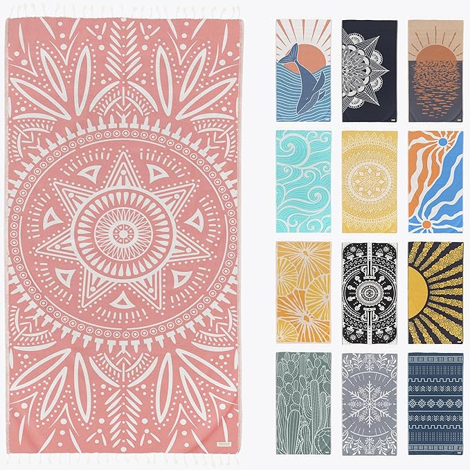 FESHKA Sand Free Turkish Beach Towel Quick Dry Bath Towel, Oversized Beach by FESHKA