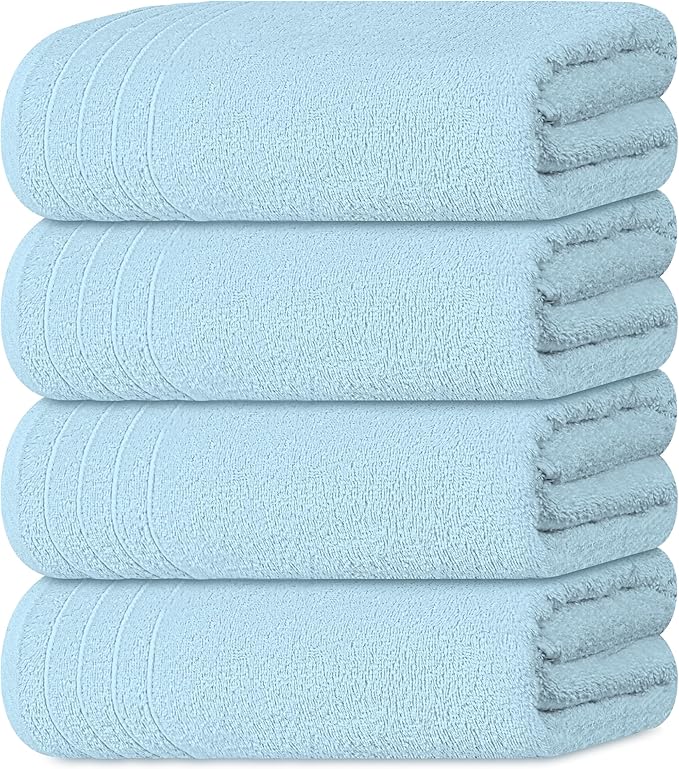 Tens Towels Pack of 4 Extra Large Bath Towels 30 x 60 Inches, 100% Cotton by TensTowels