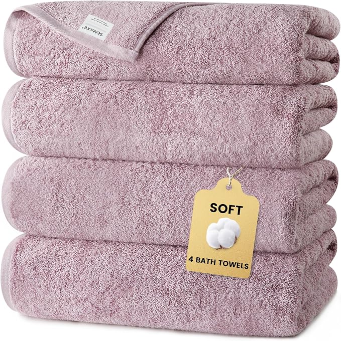 SEMAXE 4 Piece Purple Bath Towel Set by SEMAXE