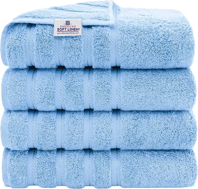 American Soft Linen Luxury 4 Piece Bath Towel Set, 600 GSM 100% Cotton Turkish by AmericanSoftLinen