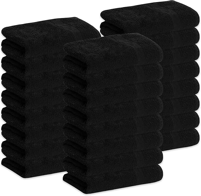GREEN LIFESTYLE 24 Pack Black Pack Hand Towels 16 x 27 Premium Spa Quality by GreenLifeStyle