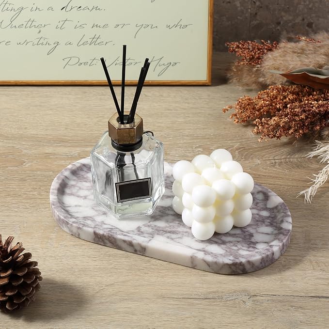 Koville Real Luxurious Natural Marble Vanity Tray, Stone Perfume Trays Jewelry - Image 7