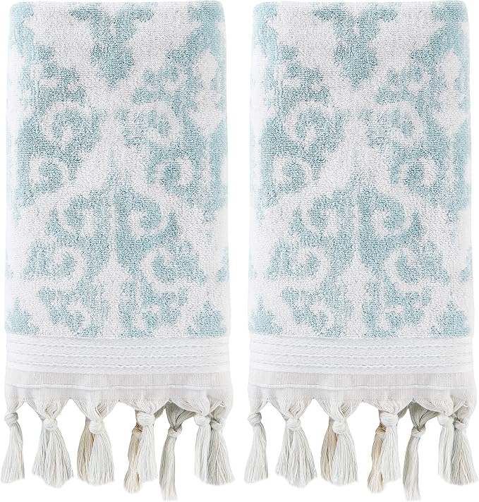 SKL Home Mirage Fringe 100% Turkish Cotton Hand Towel Set by SKLHomebySaturdayKnightLtd