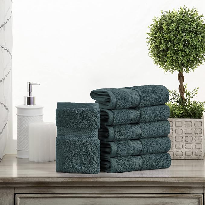 Superior Egyptian Cotton Pile Face Towel/Washcloth Set of 6, Ultra Soft Luxury - Image 2