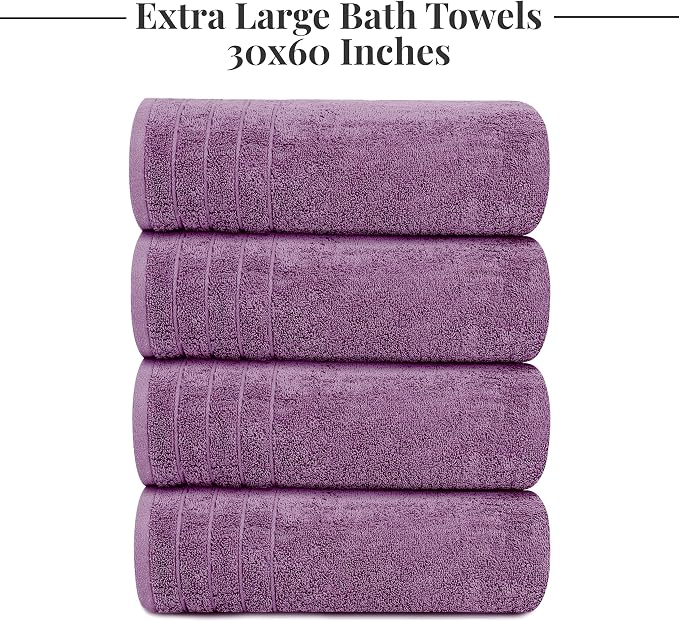 Tens Towels Pack of 4 Extra Large Bath Towels 30 x 60 Inches, 100% Cotton - Image 7