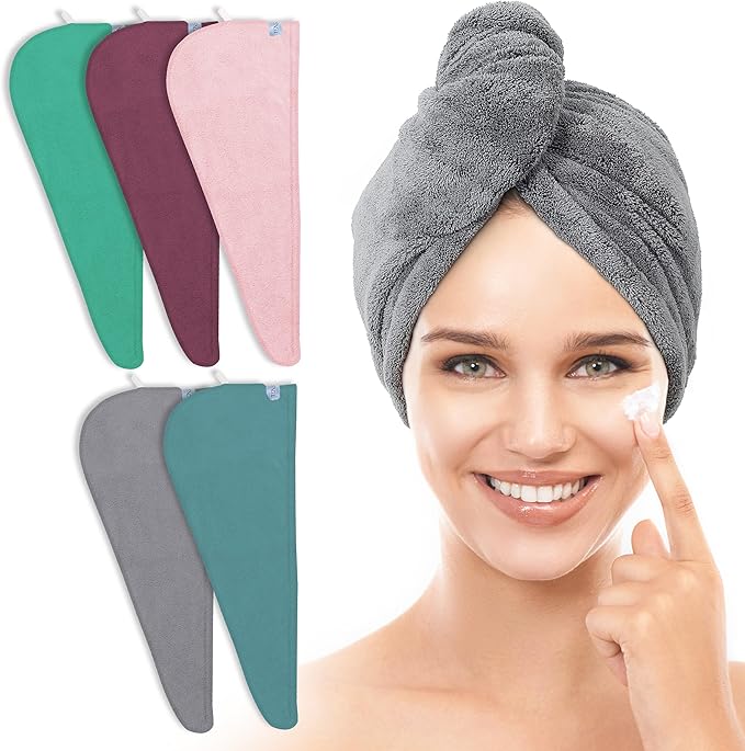 TENSTARS 5 Pack Thicken Microfiber Hair Towel Wrap by TENSTARS