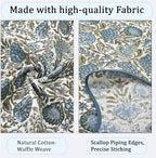 Ridhi Asparagus Green Hand Block Print Waffle Scallope Cotton Bath Towel Set of - Image 6