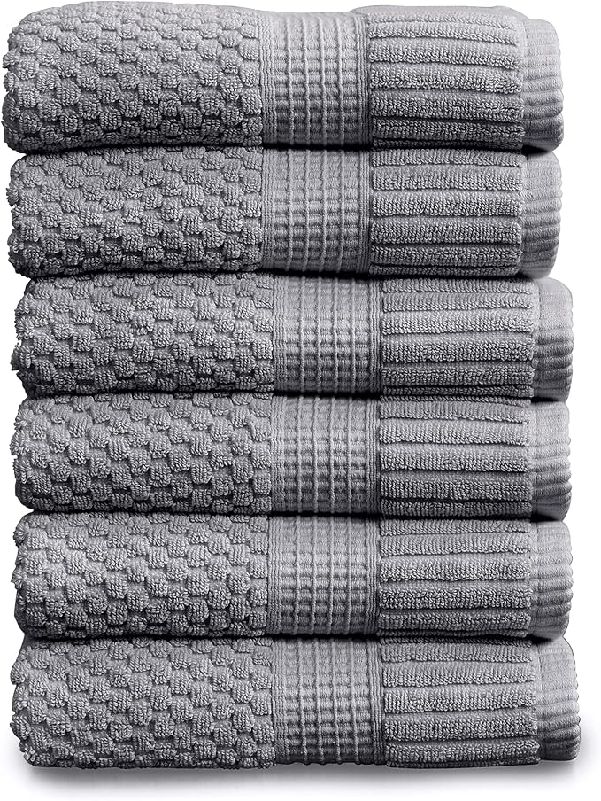 NY Loft 100% Cotton Hand Towel 6 Pack | Super Soft & Absorbent Quick-Dry Hand by NYLoft