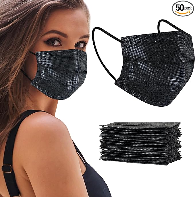 akgk 50Pcs Disposable Face Masks, 3 Ply Disposable Masks by akgk