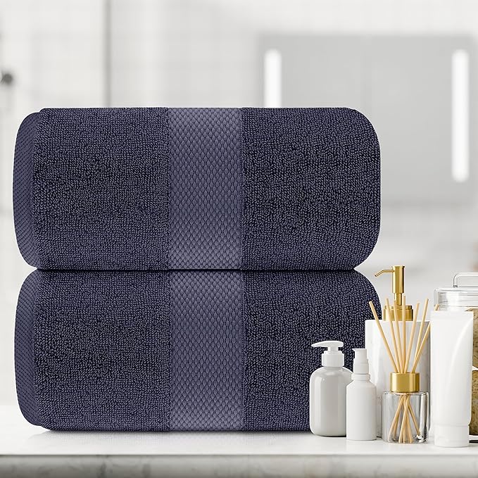 White Classic Luxury Soft Navy Bath Sheet Towels - Image 6