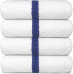 Avalon Towels 100% Cotton Pool Towels White Beach Towels Blue Stripe Pack of 12 - Image 6