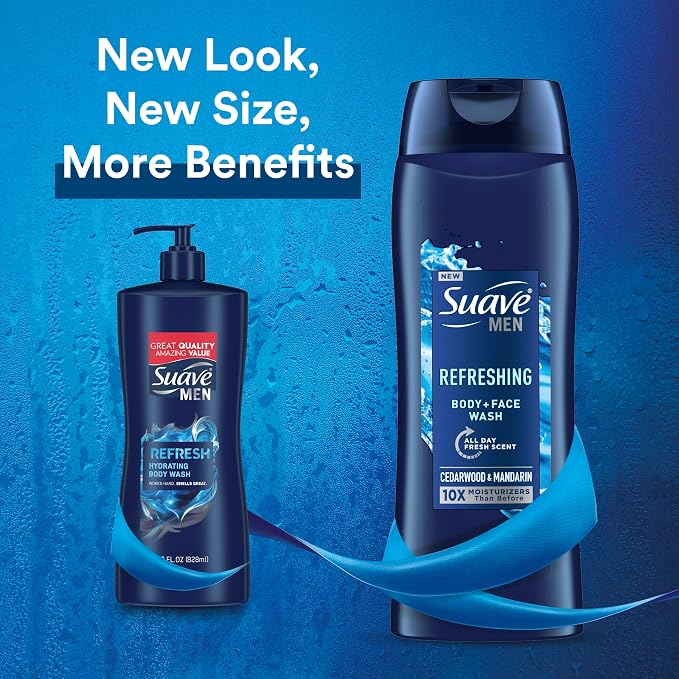 Suave Men Moisturizing Body & Face Wash, - Image 4