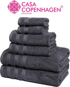 CASA COPENHAGEN Bella 6 Pieces Towel Set- Pinstripe Grey, 600 GSM 2 Bath Towel - Image 3