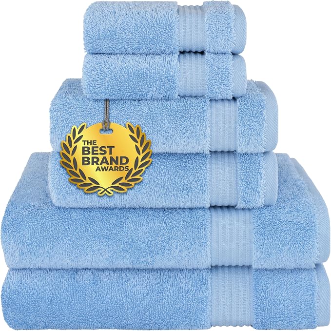 Cotton Paradise 6 Piece Towel Set 100% Cotton Soft Absorbent Turkish Towels by UNITEDHOMETEXTILE