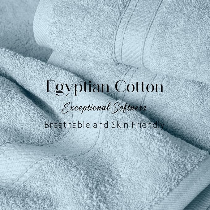 SUPERIOR Egyptian Cotton Pile Bath Towel Set of 2, Ultra Soft Luxury Towels - Image 5