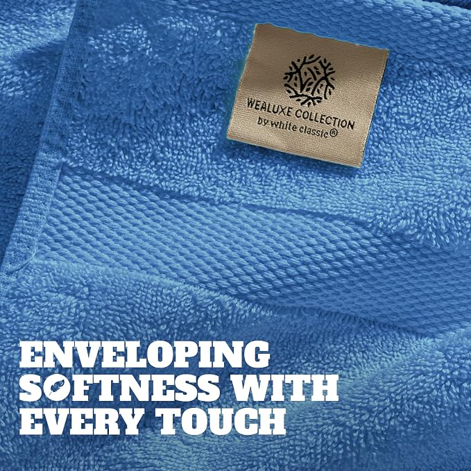 White Classic Wealuxe Light Blue Washcloths 24 Pack - Image 3