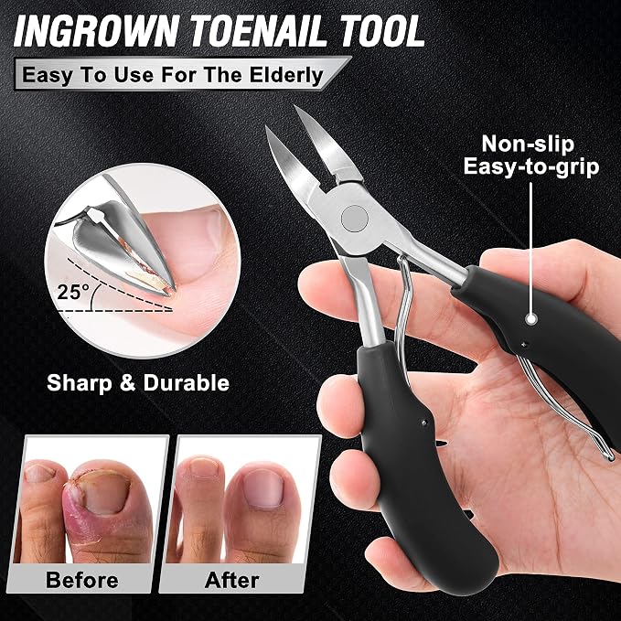 Toenail Clippers for Seniors Thick Toenails, Aucurwen Heavy Duty Toe Nail - Image 3