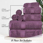 SUPERIOR Egyptian Cotton Pile 8 Piece Towel Set, Includes 2 Bath, 2 Hand - Image 4