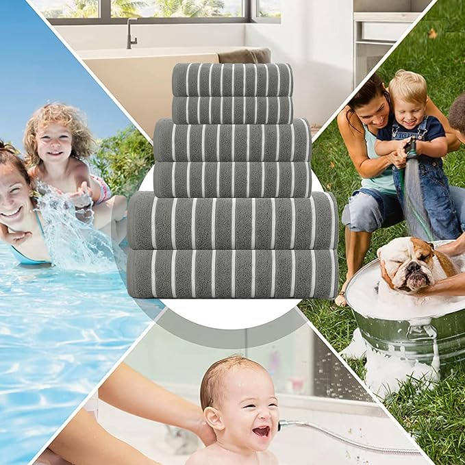 CASA COPENHAGEN Ecstatic 6 Pieces Towel Set- Pine Grey, 600 GSM 2 Bath Towel 2 - Image 4