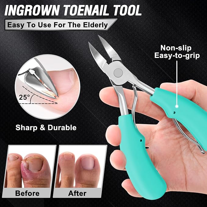 Toenail Clippers for Seniors Thick Toenails, Aucurwen Heavy Duty Toe Nail - Image 3