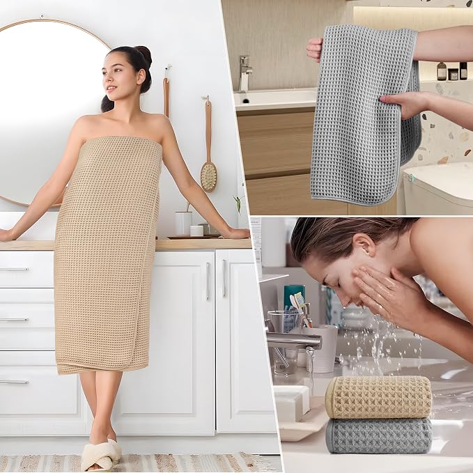 POLYTE 430 GSM Microfiber Quick Dry Lint Free Oversize Bath Towel Set, 6 Piece - Image 5