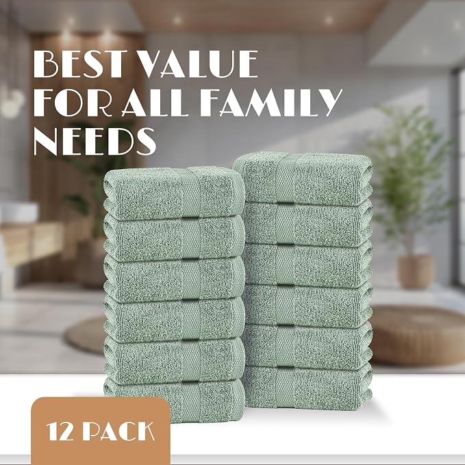 White Classic Green Washcloths Set - Image 4