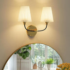 Bathroom Vanity Light with Fabric Shade, 2-Light Bathroom Vanity Light Over by Lanxithen