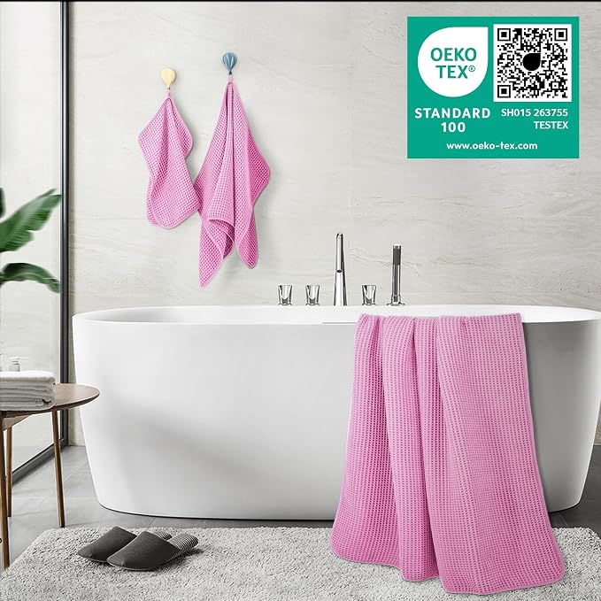 POLYTE 430 GSM Microfiber Quick Dry Lint Free Oversize Bath Towel Set, 6 Piece - Image 3