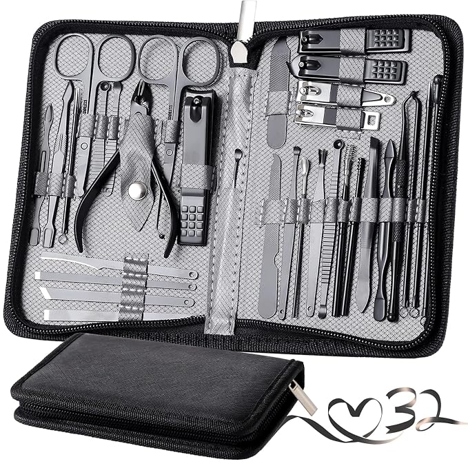 Manicure Set Pedicure Kit Womens Nail Clippers Set 32 in 1 Professional by KV.YSHQLNE