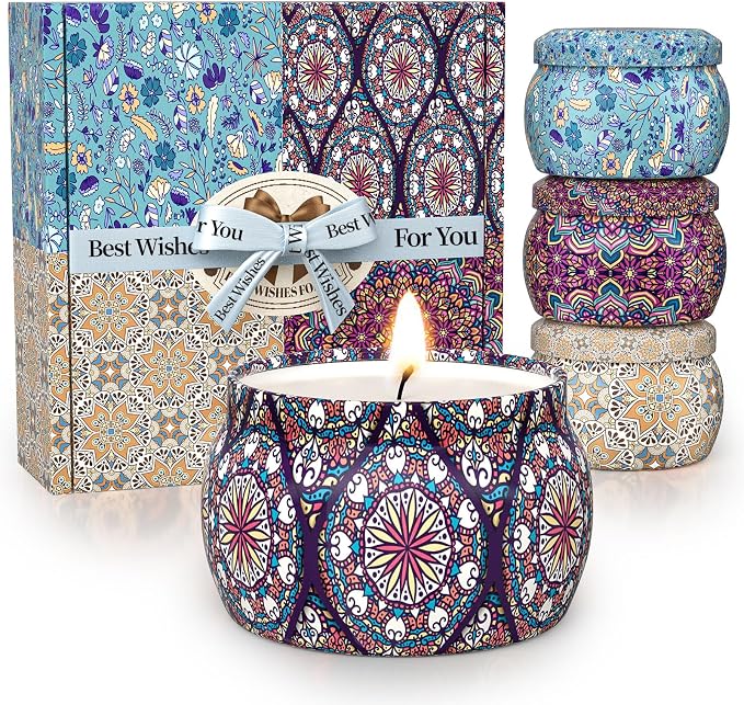 TranquilBliss Scented Candle Set, 4 Pack Soy Wax Candles, 120H Burn Time by Unknown