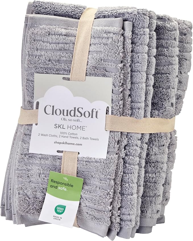 SKL Home CloudSoft 100% Cotton Luxury 6-Piece Towel Set, 600 GSM, Ultra Plush & - Image 7