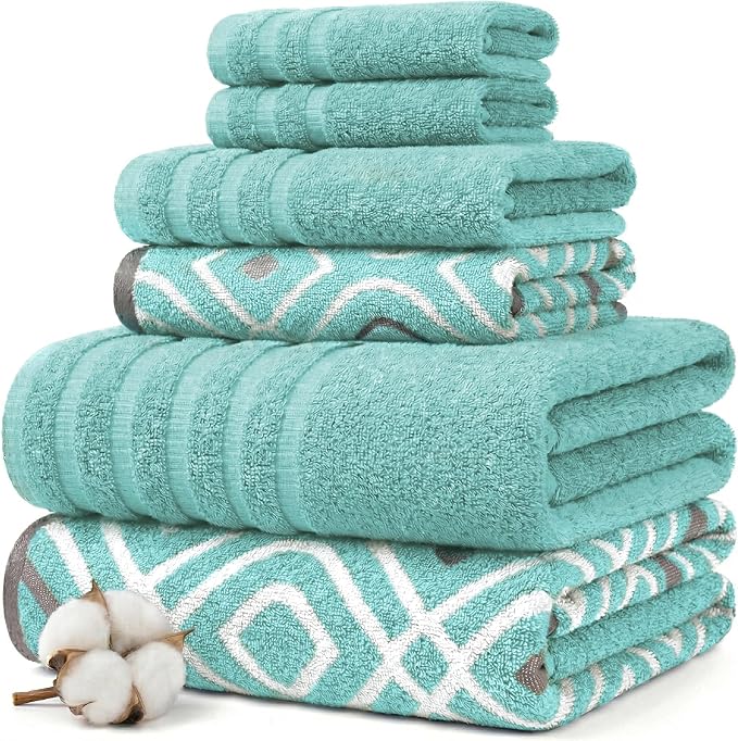 Modern Threads Classic Diamond 6-Piece 100% Cotton Towel Set – Yarn Dyed by ModernThreads