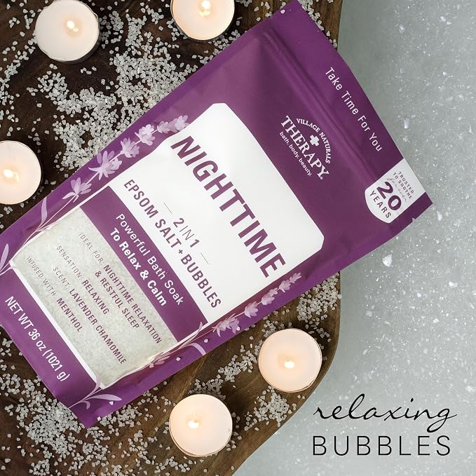 Village Naturals Therapy, Nighttime Foaming Epsom Soak, 36 Oz - Image 7
