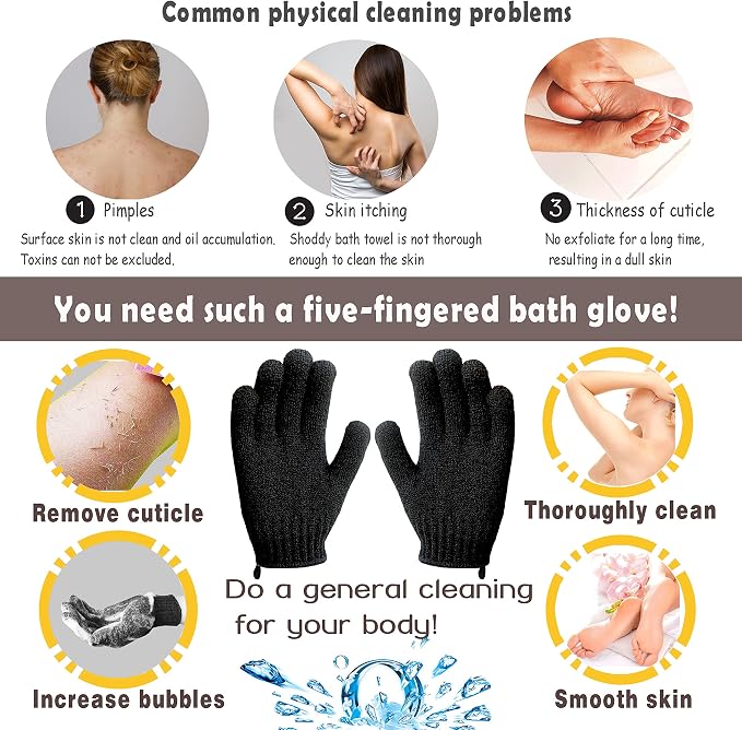 MIG4U Shower Exfoliating Scrub Gloves, Bathing Gloves Body Wash Dead Skin - Image 3