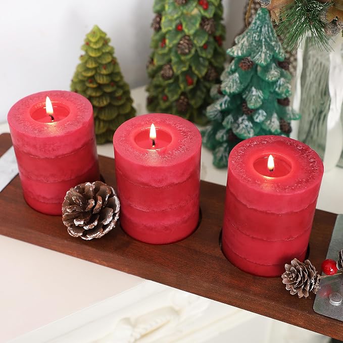 Scented Pillar Candles Long-Lasting Burning No Drip Candles Red 3x4 inch - Image 6
